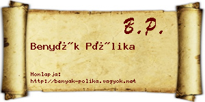 Benyák Pólika névjegykártya